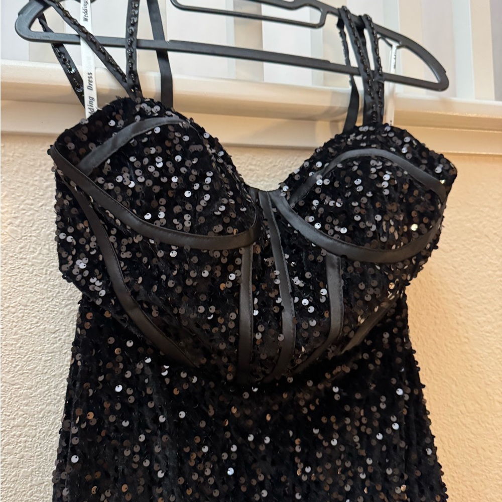 Black Sequin Bustier Dress prom or wedding